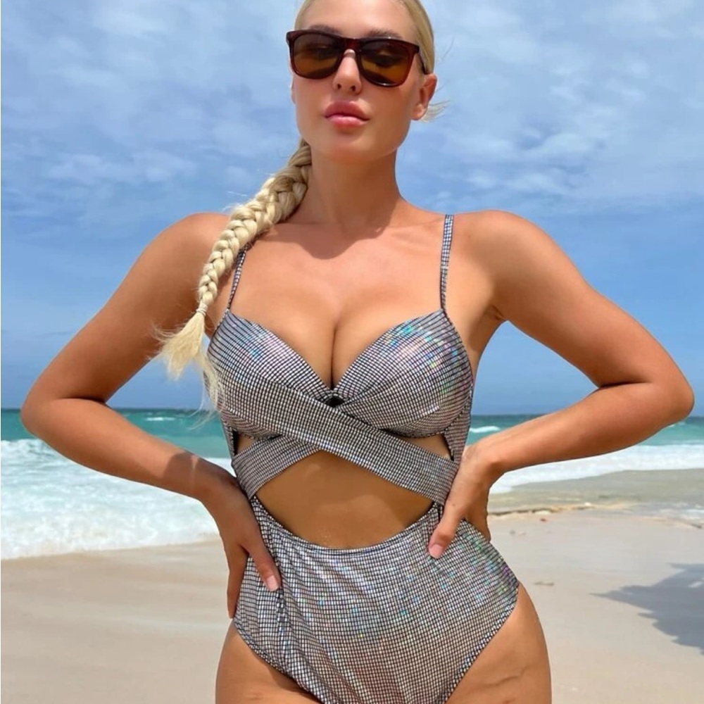 Gorgeous Cut Out Criss Cross Front Push Up One Piece Swimsuit